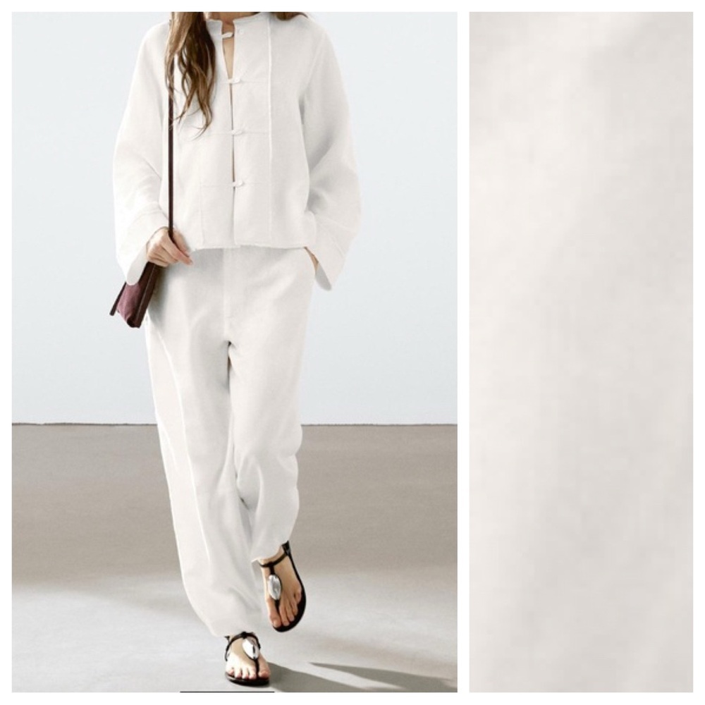 NWOT. Massimo Dutti Off White 100% Linen Trousers. Size 8.